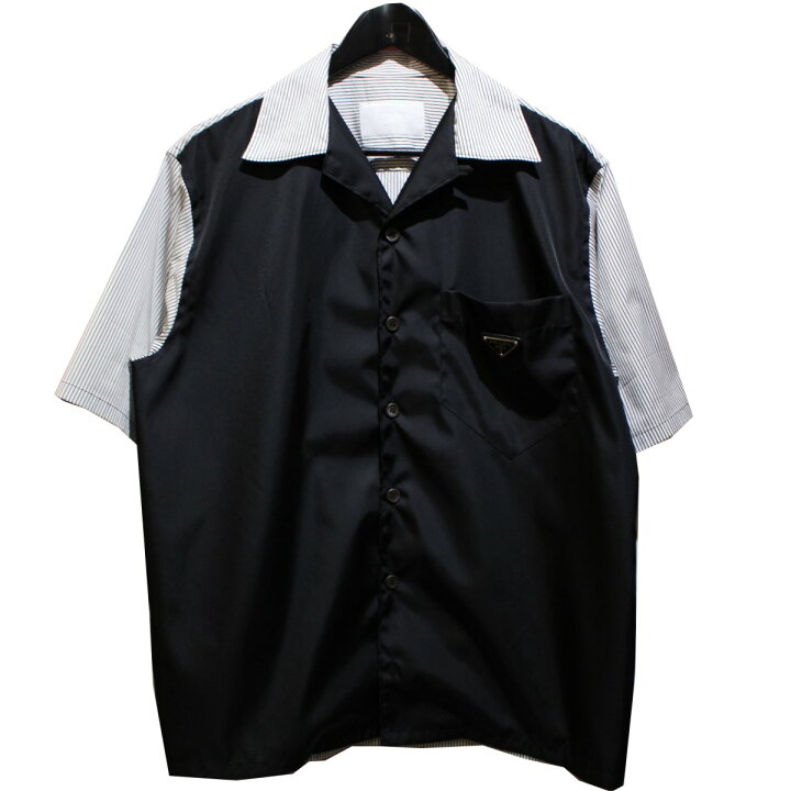 楽天市場】【中古】PRADA Black White Stripe Nylon S／S Shirt 