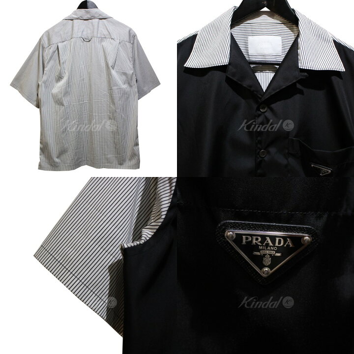 楽天市場】【中古】PRADA Black White Stripe Nylon S／S Shirt 