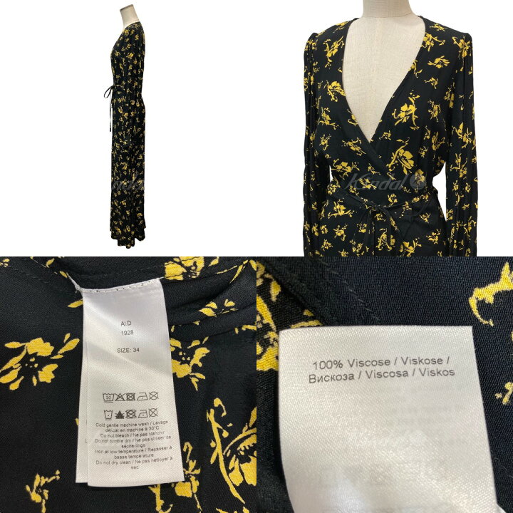 楽天市場】【中古】Ganni花柄カシュクールワンピース ブラック サイズ 