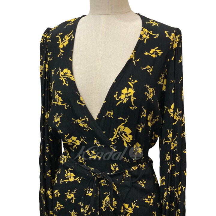 楽天市場】【中古】Ganni花柄カシュクールワンピース ブラック サイズ 
