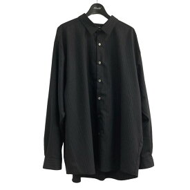 【中古】UNIFORM　EXPERIMENT22SS 「WOOL BAGGY REGULAR COLLAR SHIRT」ストライプシャツ ブラック サイズ：3【価格見直し】