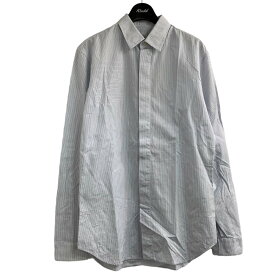【中古】Berluti｢Striped Scritto Jacquard Cotton Shirt ｣ストライプシャツ ホワイト×ブルー サイズ：R38【価格見直し】
