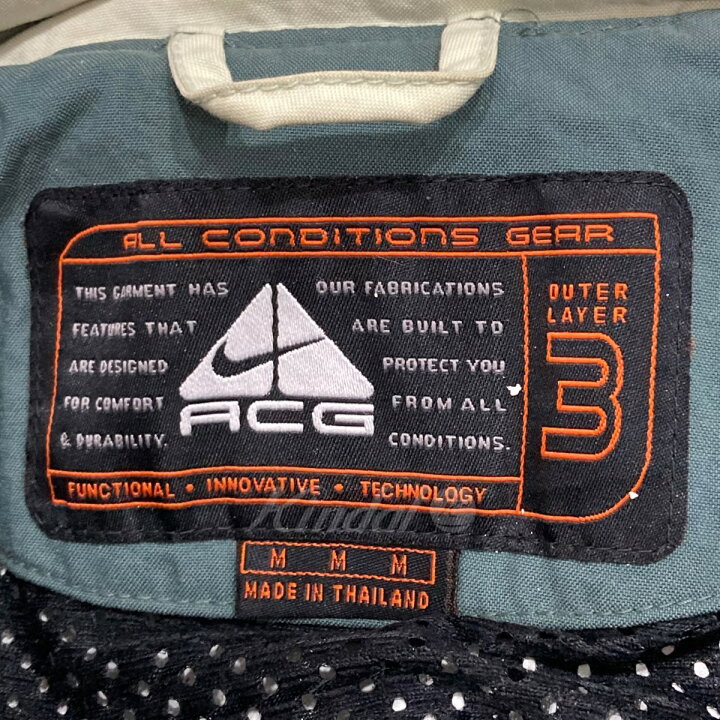 楽天市場】【中古】Nike ACGマウンテンパーカー グリーン×アイボリー 