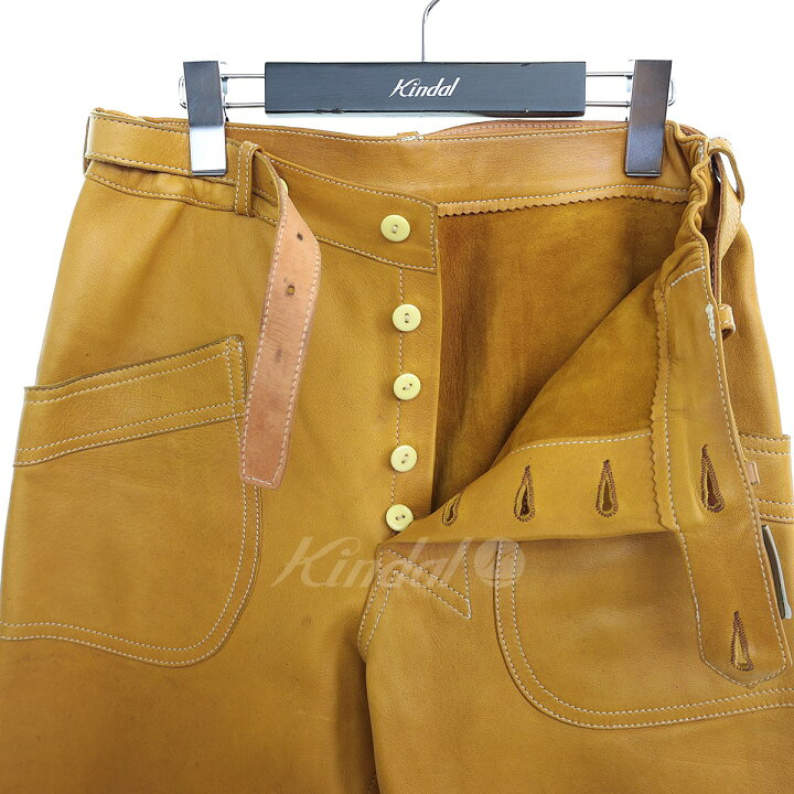 楽天市場】【中古】CHAPAL ベルト付きレザーパンツ マスタード系 