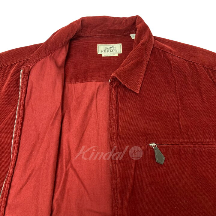 楽天市場】【中古】HERMES コーデュロイジップシャツ バーガンディー 