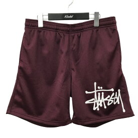 【中古】Stussy　Big Basic Mesh Short ロゴ メッシュ ゲーム ショートパンツ 112285 ボルドー サイズ：S 【130923】（ステューシー）