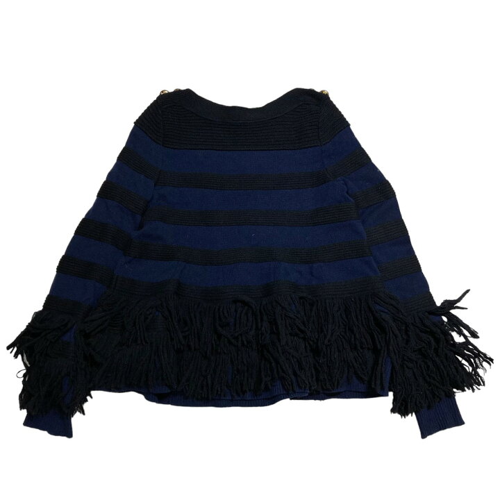 楽天市場】【中古】sacai ウールフリンジボーダーニット ネイビー 