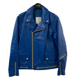 【中古】UNDERCOVER09SS ワンスターレザーライダースジャケット ブルー サイズ：1【価格見直し】