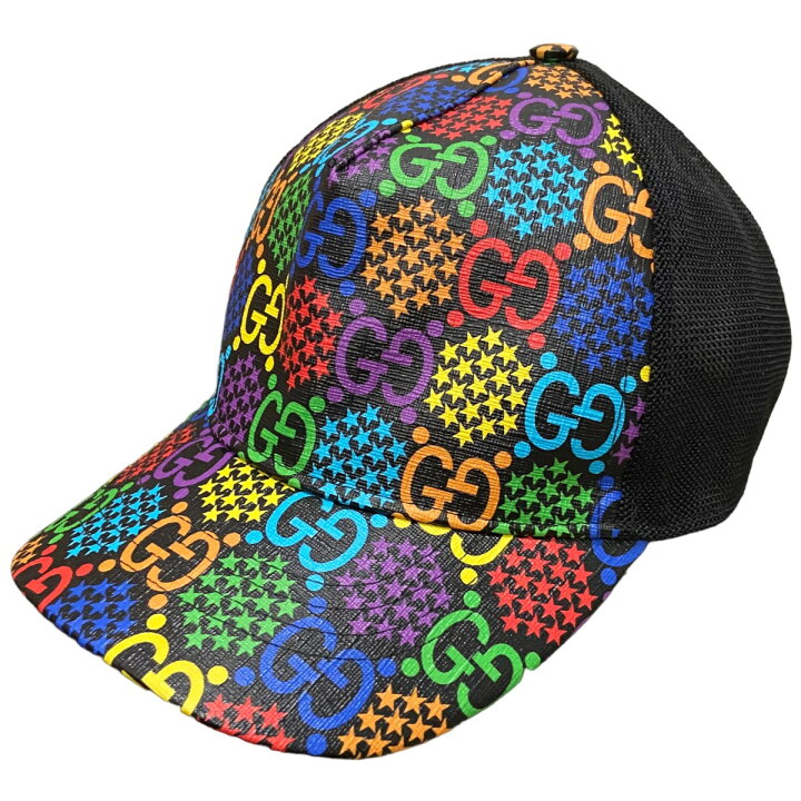 楽天市場】【中古】GUCCIサイケデリックベースボールキャップ ブラック 