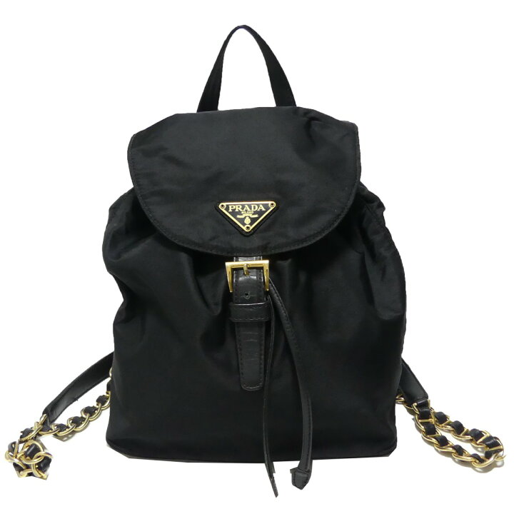 楽天市場】【中古】PRADA 三角ロゴ テスート ナイロン レザー チェーン