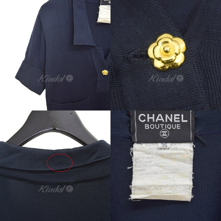 楽天市場】【中古】CHANEL カメリアボタン ショートスリーブ ニット 