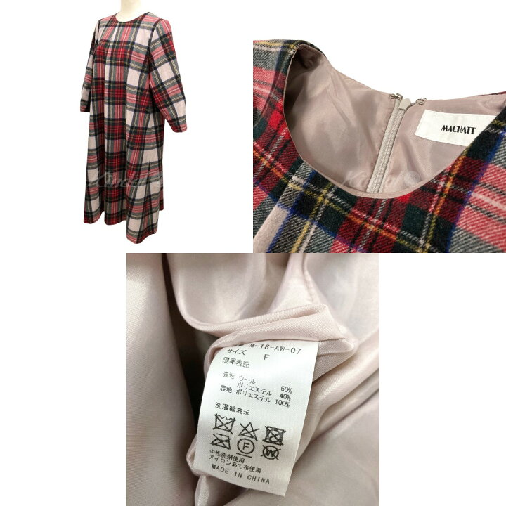 楽天市場】【中古】machatt チェックワンピース M-18-AW-07 レッド  