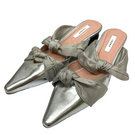 【中古】Ameri VINTAGE｢RIA RIBBON MULE｣ リボンミュール シルバー サイズ：L【価格見直し】