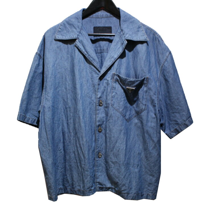 楽天市場】【中古】PRADA 23SS シャンブレーシャツ 半袖 開襟 シャツ 