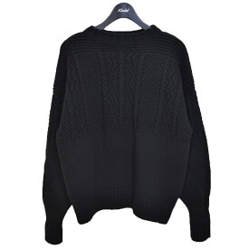 【中古】HUM VENTPISCIS FISHERMAN SWEATER フィッシャーマンニット HV202506ER ブラック サイズ：2【価格見直し】