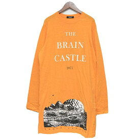 【中古】UNDER COVERBRAIN CASTLE LS TEE　ロング丈ロングスリーブTシャツ オレンジ サイズ：3【価格見直し】