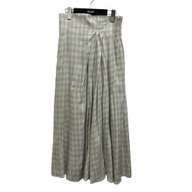 【中古】mame kurogouchiLinen Mix Ombre Check Flare Skirt スカート グリーン×ピンク サイズ：2【価格見直し】
