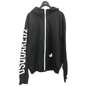 【中古】DSQUARED2　｢D2 LEAF HOODIE｣スリーブロゴジップパーカー ブラック サイズ：XL 【230923】（ディースクエアード）