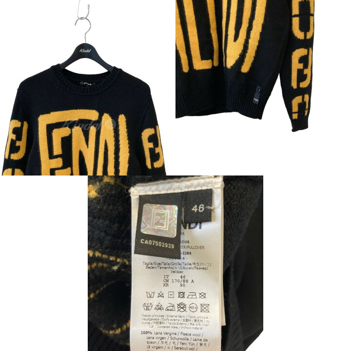 楽天市場】【中古】FENDI 20AW ビッグ ロゴ クルーネック ニット  