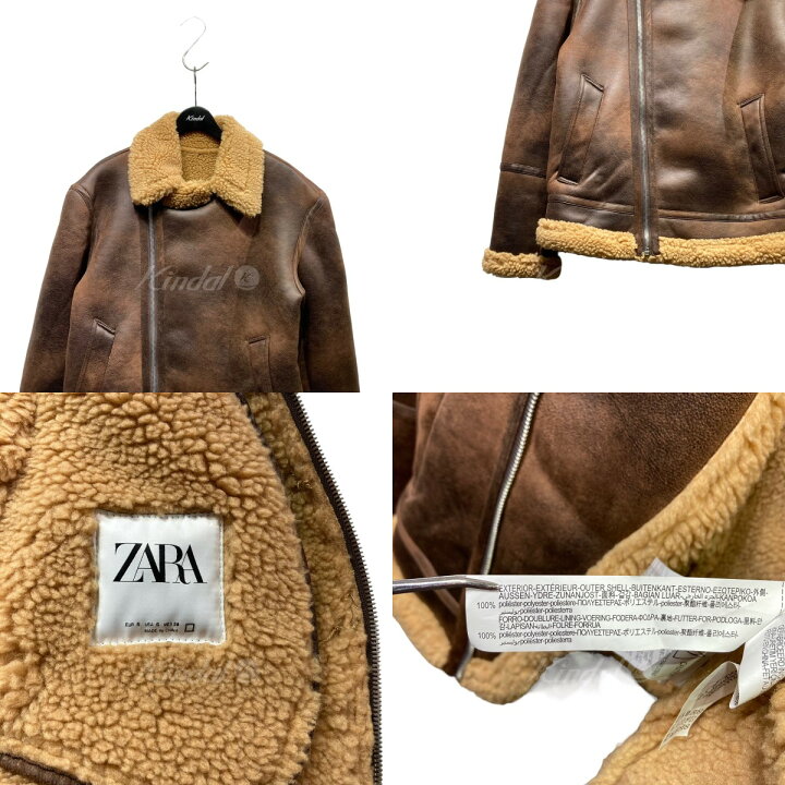 楽天市場】【中古】ZARA フェイクムートンジャケット ブラウン サイズ 
