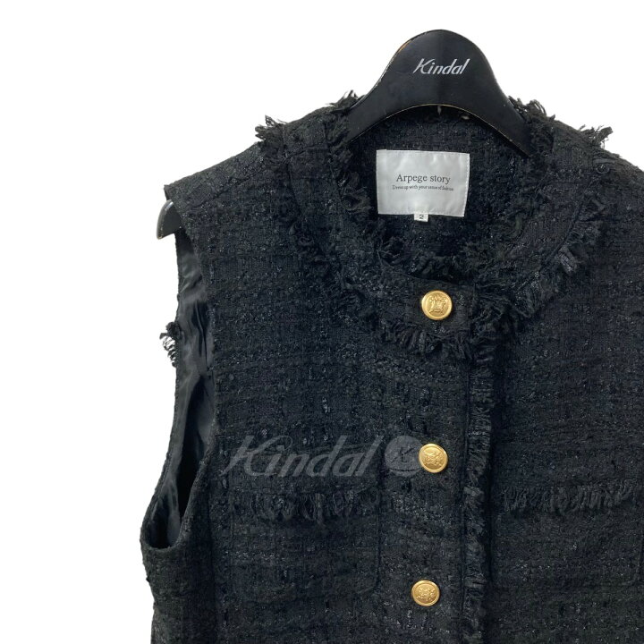 楽天市場】【中古】Arpege story ツイードジレ ブラック サイズ：2 