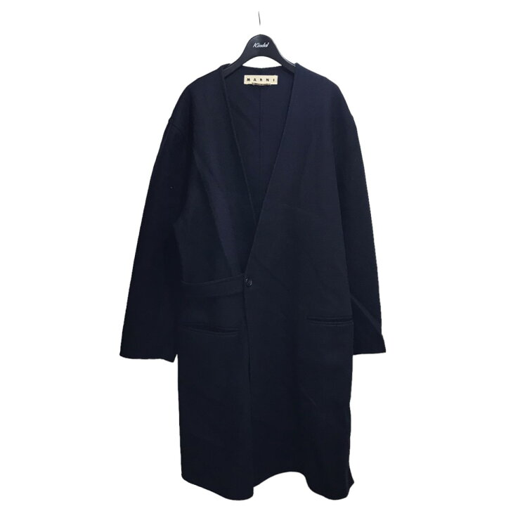 楽天市場】【中古】MARNI ノーカラータイロッケンコート ネイビー 
