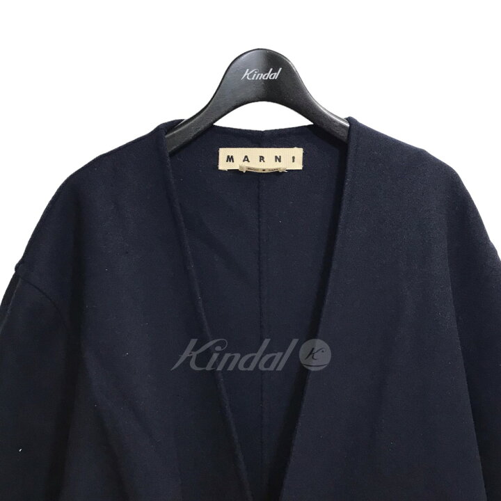 楽天市場】【中古】MARNI ノーカラータイロッケンコート ネイビー 