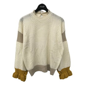 【中古】overlace　knit sweater レーススタンドカラーニット O04-97018 アイボリー×マスタード サイズ：one 【300923】（オーバーレース）