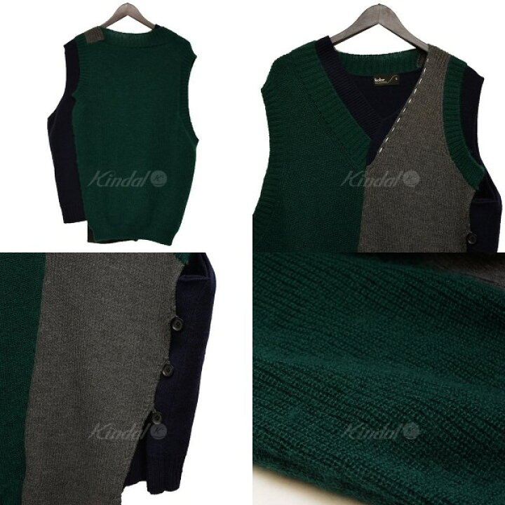 楽天市場】【中古】kolor 変形ニットベスト グリーン×ネイビー×グレー 