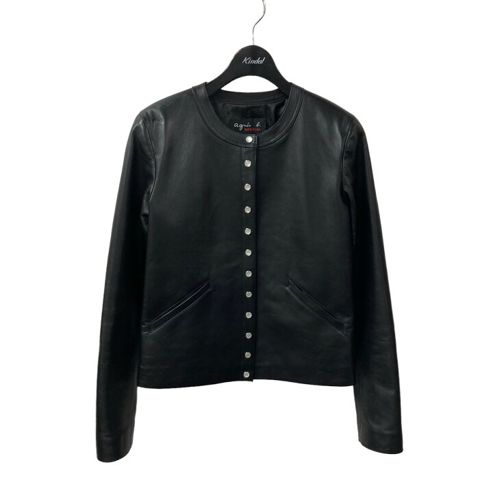 楽天市場】【中古】agnes b シープレザーノーカラージャケット 