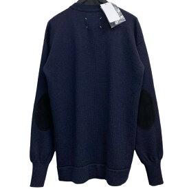 【中古】Maison Margiela10　21AWデコルティークエルボーパッチウールカーディガン ネイビー サイズ：L(オーバーサイズ) 【031023】（メゾンマルジェラ10）