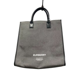 【中古】BURBERRY｢Horse Ferry Print Cotton Canvas Tote｣トートバッグ グレー【価格見直し】