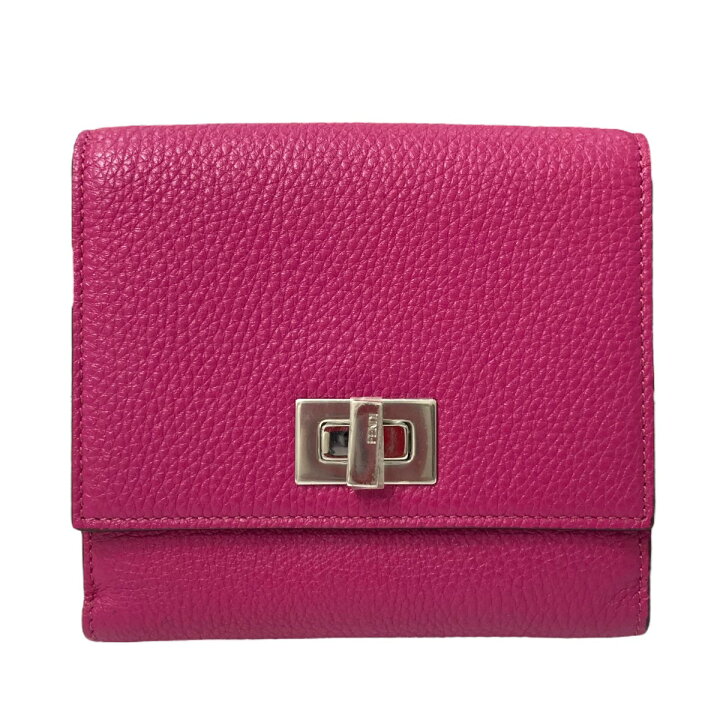 楽天市場】【中古】FENDI PEEKABOO ピーカブー 2つ折り財布 ピンク 