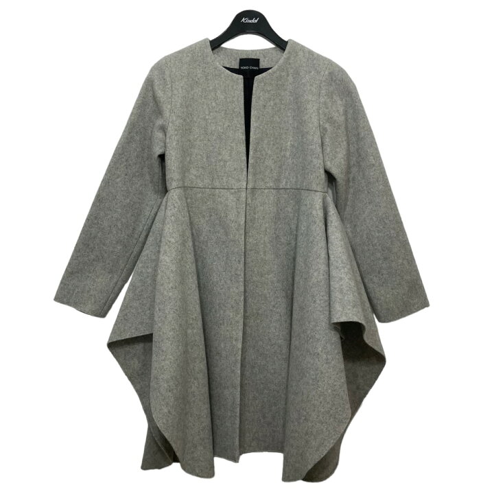 楽天市場】【中古】YOKO CHAN 裾フレア ノーカラーコート グレー 