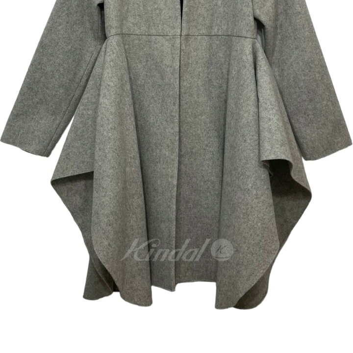 楽天市場】【中古】YOKO CHAN 裾フレア ノーカラーコート グレー 