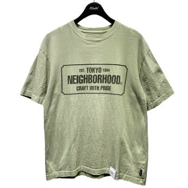 【中古】NEIGHBOR HOODプリントTシャツ ベージュ サイズ：S【価格見直し】