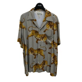 【中古】WACKO MARIA　×TIM LEHI Rayon Tiger Aloha Hawaiian Shirt シャツ グレー サイズ：M 【071023】（ワコマリア）