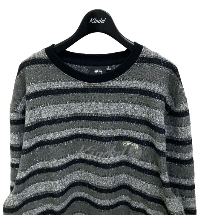 楽天市場】【中古】Stussy 刺繍ロゴボーダーニット グレー サイズ：L  