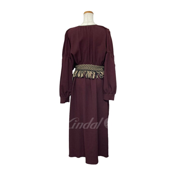楽天市場】【中古】EBONY シフォン フリンジ ドレス バーガンディー  