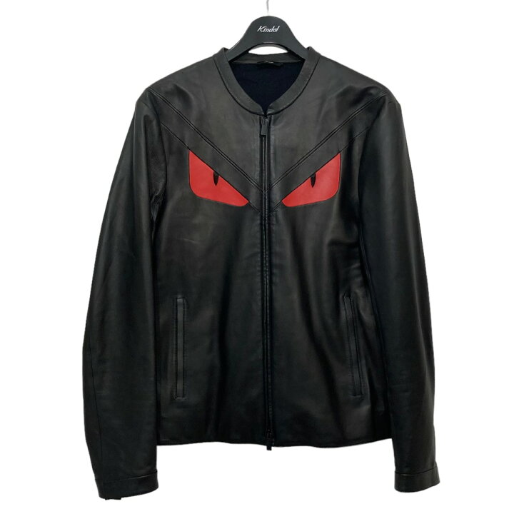 楽天市場】【中古】FENDI バグズ シングルライダースレザージャケット 