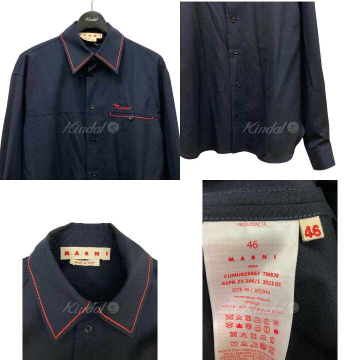 楽天市場】【中古】MARNI 23SS トロピカルウールロゴ刺しゅうシャツ 