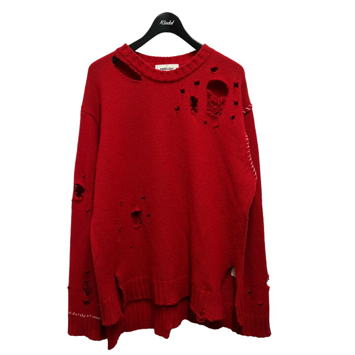 楽天市場】【中古】AMBUSH ダメージニットセーター レッド サイズ：3 