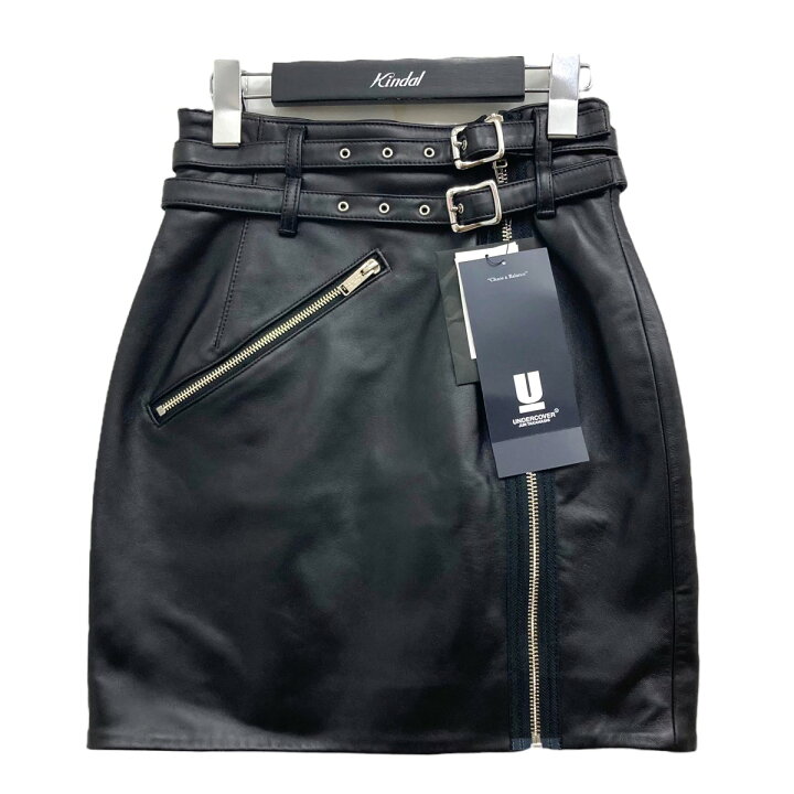 楽天市場】【中古】UNDERCOVER ハイウエストレザースカート ブラック  