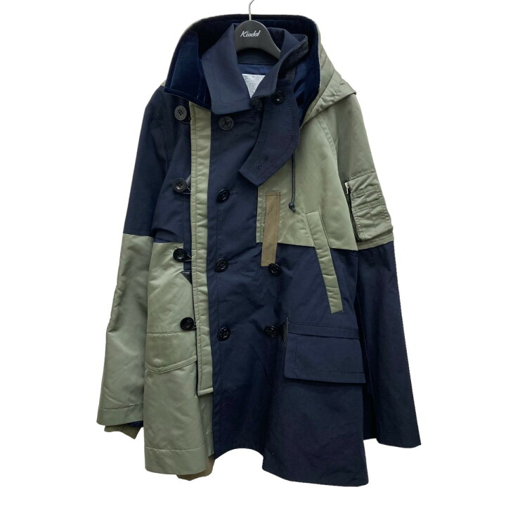 楽天市場】【中古】sacai 20AW パネルダブルコート ネイビー×グリーン  