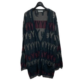 【中古】YOHJI YAMAMOTO17AW intarsia-knit logo v-neck cardigan カーディガン オリーブ サイズ：3【価格見直し】