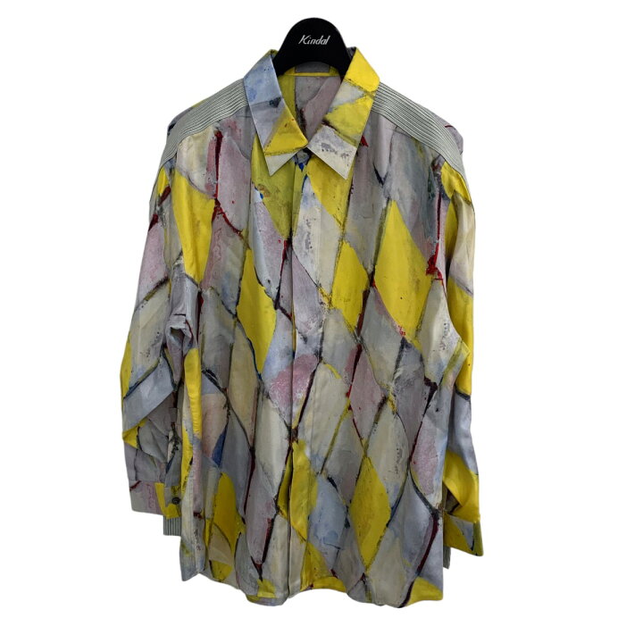 楽天市場】【中古】Dior Homme総柄ラインシルクシャツ グレー×イエロー 
