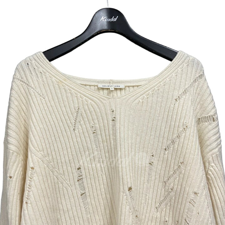 楽天市場】【中古】HELMUT LANGVネックダメージ加工ニット アイボリー 
