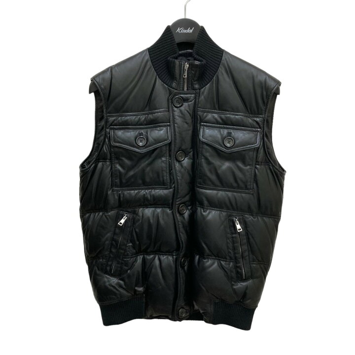 楽天市場】【中古】GUCCI レザーダウンベスト 295687 ブラック サイズ 