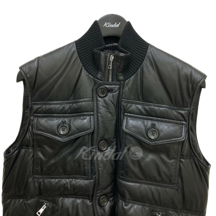 楽天市場】【中古】GUCCI レザーダウンベスト 295687 ブラック サイズ 