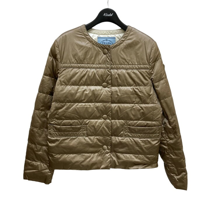 楽天市場】【中古】PRADA ノーカラーダウンジャケット 29B831 ベージュ  